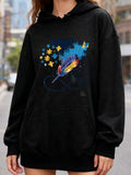 Women's Hoodie Abstract Blue Paint Splash With Colorful Feathers And Floating Puzzle Pieces
