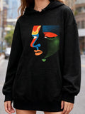 Women's Hoodie Vivid Color Blocks Forming Abstract Female Face