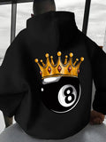 Men's Hoodie Golden Crown Resting Brightly Above Black Eight Ball
