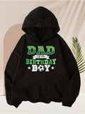 Men's Hoodie Dad Of The Birthday Boy Festive Green And White Lettering With Soccer Ball Hoodie