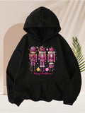 Men's Hoodie Merry Christmas Pink Nutcracker Figures Among Starry Holiday Decorations Nutcracker