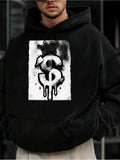 Men's Hoodie Urban Black Paint Dripping Art With Bold Graffiti Dollar Sign