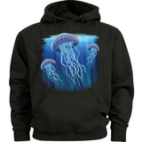 Men's Hoodie Underwater Glow With Flowing Graceful Tentacles Of Jellyfish