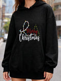 Women's Hoodie Merry Christmas Festive Lights And Tree With Winter Lettering Christmas