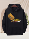 Men's Hoodie Cartoon Potato With Fries And Dipping Sauce On Black Hoodie Potato