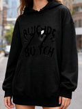 Women's Hoodie Blurred Letters With Embroidered Text Crossing The Chest Hoodie