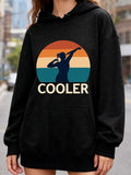 Women's Hoodie Cooler Sunset Horizon With Silhouette Gesture Among Stripes Figure