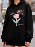 Women's Hoodie Bloom Collective Pastel Pink Tulip Under Delicate Green Leaves Flower