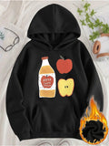 Women's Hoodie Apple Juice Bottle With Whole And Sliced Fresh Red Apple