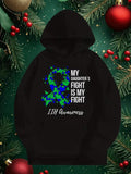 Men's Hoodie My Daughters Fight Is My Fight Blue Green Awareness Ribbon Among Stars Hoodie
