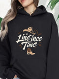 Women's Hoodie Its Line Dance Time With Cowboy Hat Boot And Brown Accents