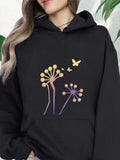 Women's Hoodie Golden Butterflies Dancing Among Soft Colorful Dandelion Flowers