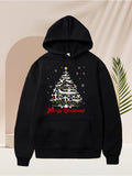 Men's Hoodie Merry Christmas Star Tree With Sparkling Lights And Festive Snowflakes Christmas Tree