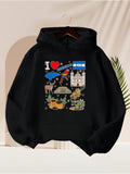 Men's Hoodie I Love Scotland Cloudy Skies Vintage Castle Iconic Sights Moose