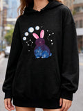 Women's Hoodie Night Sky With Constellations And Shining Rabbit Surrounded By Stars