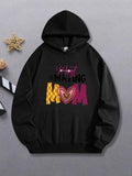 Women's Hoodie Colorful Patterned Typography With Heart Among Bold Letters Mom