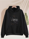 Men's Hoodie Abstract Line Art Faces With Glasses Minimalist Silhouette Hoodie