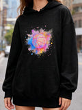 Women's Hoodie Vibrant Splash Of Colorful Paint Under A Glowing Basketball