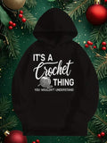 Men's Hoodie Its A Crochet Thing Knitted Yarn Ball With Crochet Hook Surrounded By Festive Pine Branches Hoodie