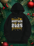 Men's Hoodie Proud Brother Of A 2025 Graduate With Diploma Stars And Festive Elements Hoodie