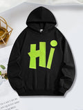 Women's Hoodie Hi Bold Neon Lettering Front Modern Hoodie