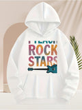 Men's Hoodie Colorful Guitar With Large Block Letters Rock Stars
