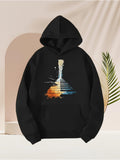 Men's Hoodie Glowing Light Burst With Colorful Reflections Over Abstract Geometric Pyramid