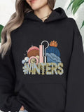 Women's Hoodie Winters Cozy Accessories With Knitted Hat Muff Hot Drink And Warm Scarf