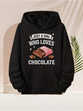 Men's Hoodie Just A Girl Who Loves Chocolate With Melting Pink And Brown Candy Bar