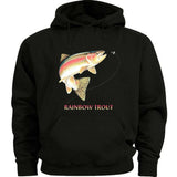 Men's Hoodie Rainbow Trout Colorful Hooked Fish Amid Rippling Dark Water Trout
