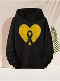 Men's Hoodie Textured Golden Heart With Ribbon Symbol Under Soft Lighting Hoodie