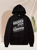 Men's Hoodie Wooden Spoon Survivor Retro Typography With Vintage Kitchen Utensils Hoodie