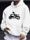 Men's Hoodie Bold Rider Accelerating Under Cloudy Skies On Powerful Motorcycle