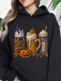 Women's Hoodie Spooky Autumn Drinks With Whipped Cream And Smiling Pumpkin Mug
