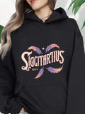 Women's Hoodie Sagittarius With Colorful Feathers Surrounding Star And Decorative Symbol