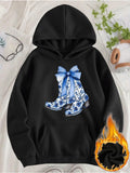 Women's Hoodie Classic Blue Porcelain With Bows And Elegant Ribbon Boots