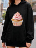 Women's Hoodie Sweet Pink Frosting On Delicious Vanilla Cupcake Hoodie