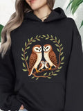 Women's Hoodie Peaceful Family Of Barn Owls Surrounded By Green Leafy Branches Owl