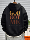 Men's Hoodie God Got Me Layered Colors Lettering Print Hoodie