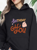 Women's Hoodie Birthday Ghoulish Spirit With Ghost And Playful Lettering Ghoul