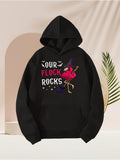 Men's Hoodie Our Flock Rocks Flamingo With Witch Hat And Broom Among Stars Hoodie