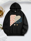 Women's Hoodie Abstract Color Block Patterns Overlapping Artistic Heart
