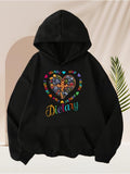 Men's Hoodie Colorful Cartoon Heart Pattern Surrounding Text Dietary