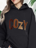Women's Hoodie Cozy Retro Velvet Embroidered Lettering Hoodie