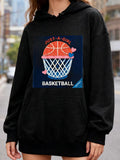 Women's Hoodie Just A Girl With Pink Hearts And Basketball Net Basketball