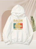 Men's Hoodie Bacon Is My Spirit Animal Retro Pig And Color Blocks Hoodie