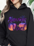 Women's Hoodie Summer Vibes Sunset Reflections With Purple Palm Trees And Sunglasses