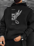 Men's Hoodie Geometric Shapes With Abstract Feather Illustration Design