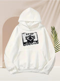 Men's Hoodie Hip Hop Dancing Cartoon Character With Retro Cassette Tape Hoodie