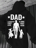 Men's Hoodie Dad With Little Girl And Boy Holding Hands Silhouette Walking Forward